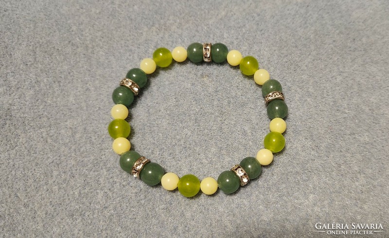Heart chakra bracelet with aventurine and jade - new flexible