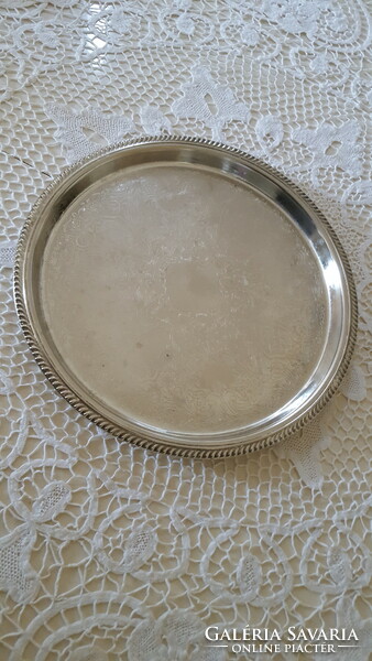 Vintage silver-plated, chiseled, etched tray