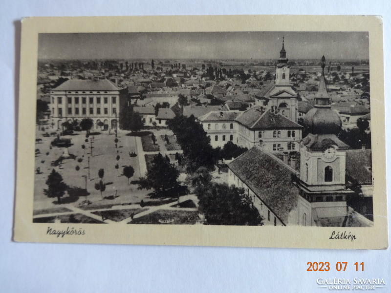 Régi postatiszta képeslap: Nagykőrös, Látkép (1956)
