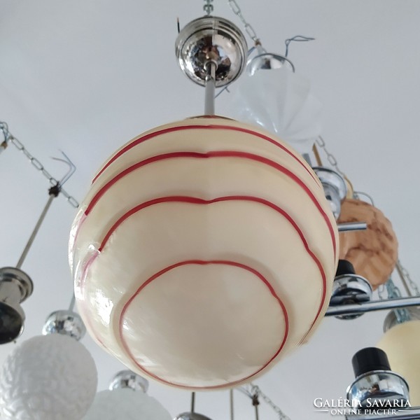 Art deco - streamline - bauhaus nickel-plated ceiling lamp renovated - cream shade