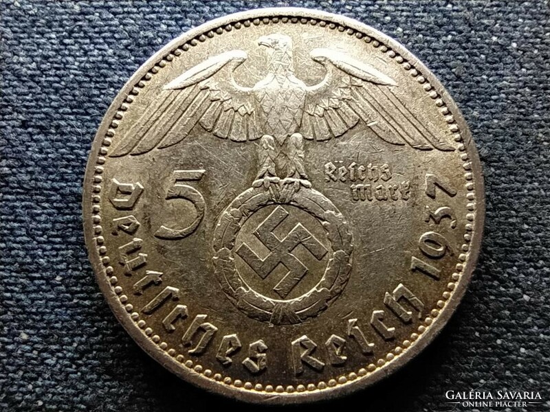 Germany Swastika .900 Silver 5 Imperial Marks 1937 a (id69828)