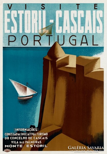 Vintage nyaralási utazási reklám plakát Portugália, modern reprint nyomat, mediterrán tengerpart