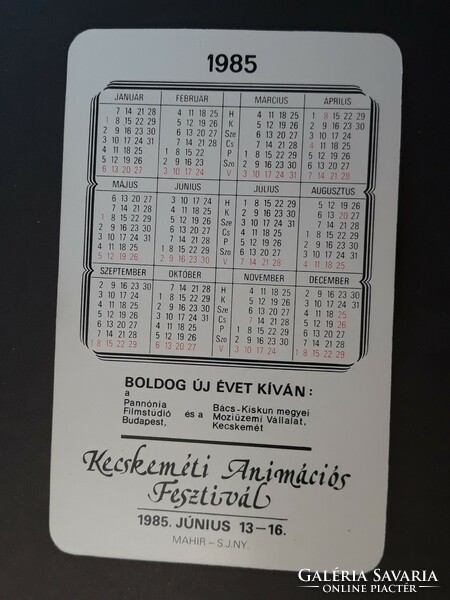 Card calendar 1985 - retro, old pocket calendar with Dahlia times inscription