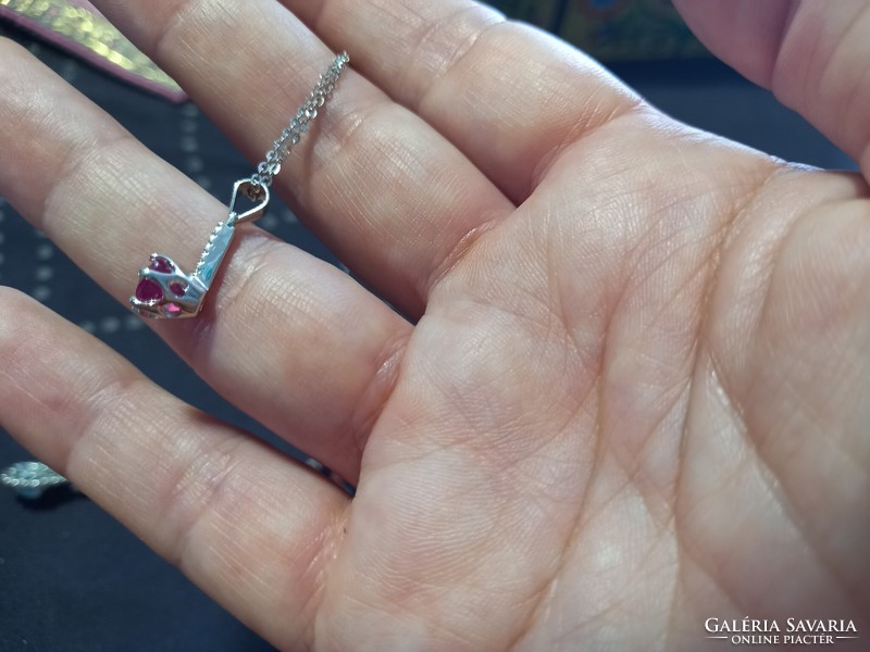 Silver pendant, genuine untouched ruby, 2 different models, beautiful!