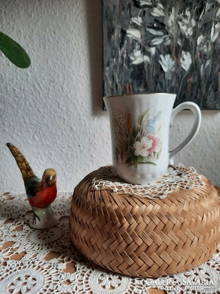 Bohemia porcelán bögre, virágmintás dekorral, XX.szd második fele, teljesen új