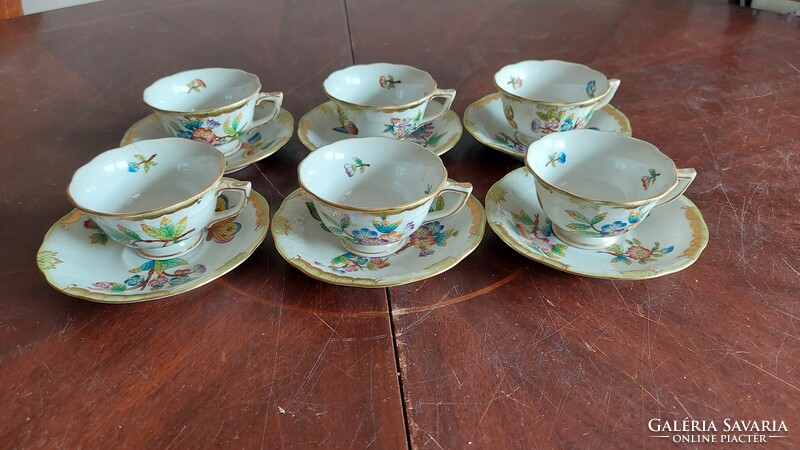 Herend Victoria patterned coffee cup with base 6 pcs