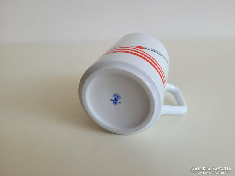 Old Zsolnay porcelain mug retro cup with brush pattern