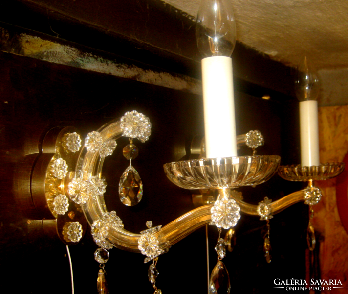 Old crystal wall arm pair