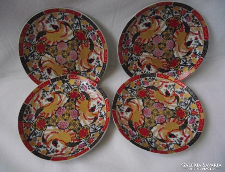 Richly patterned oriental bird pattern cake plate 4 pcs