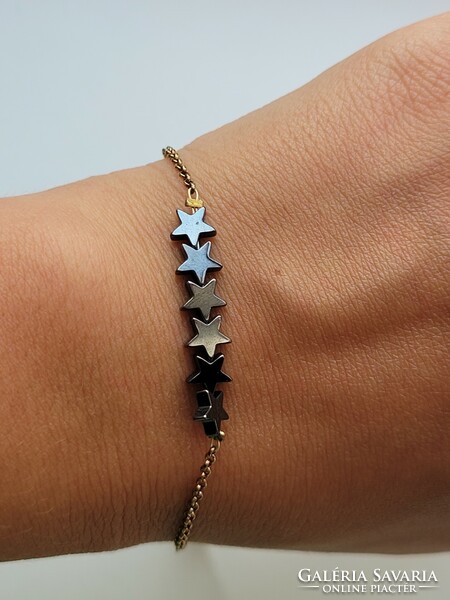 Flair gold-plated silver star-shaped hematite stone silver bracelet!