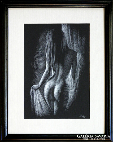 Attila Boros: I am waiting - with frame 40x30 cm - artwork: 30x20cm - ba23/813