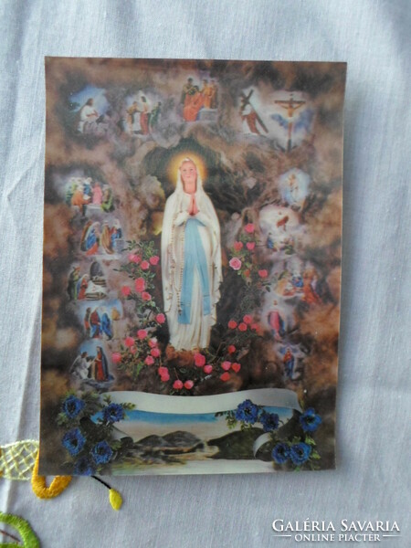 Régi 3D, svájci képeslap: Lourdesi Szűzanya, Szűz Mária (vallás)