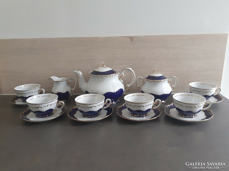 Zsolnay Pompadour III mintás 6 személyes teáskészlet