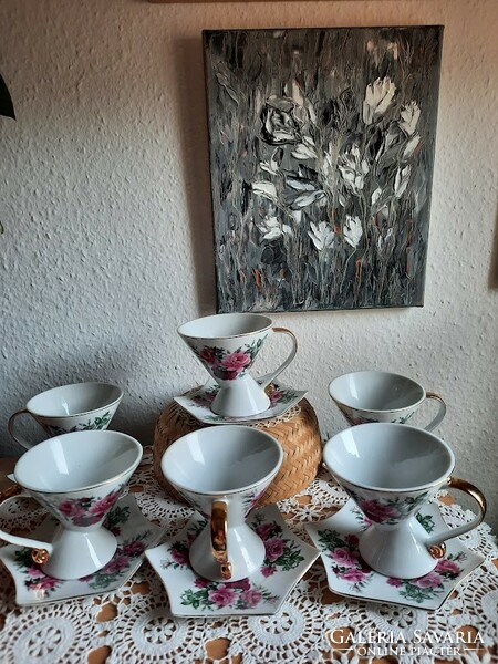 D&R csehszlovák porcelán kávés csészék aljukkal, 1 db 2500 ft