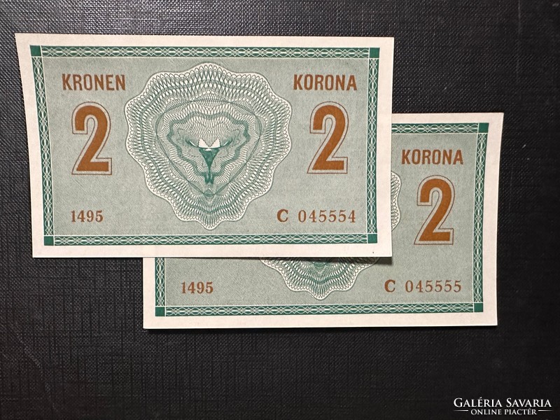 2 Korona 1914. 2 serial number follower!! Thin: c ! Ouch! Rare!!
