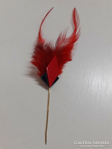 Old rare hat pin studded with feathers