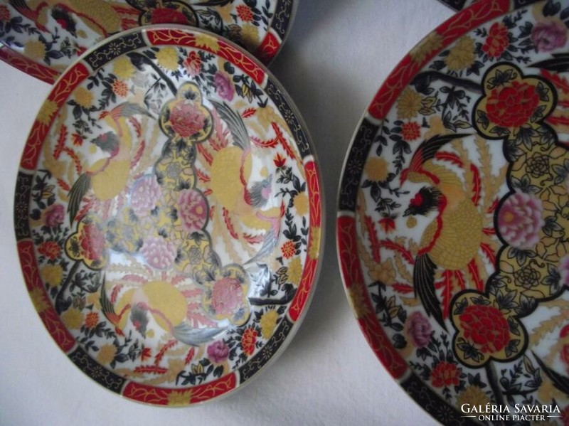 Richly patterned oriental bird pattern cake plate 4 pcs