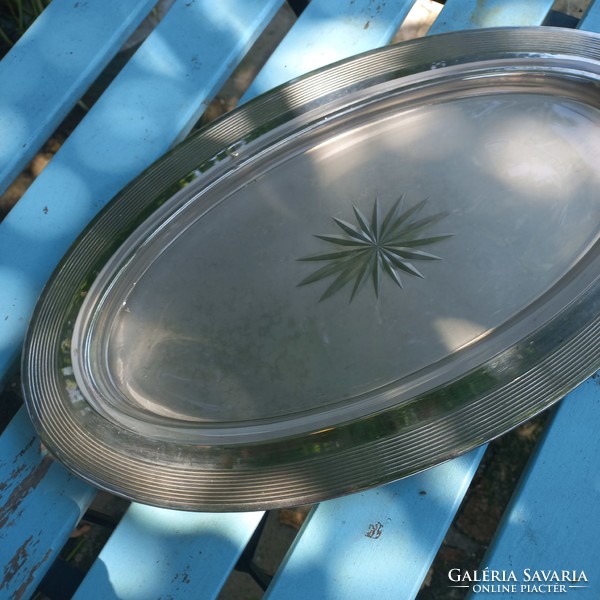 Metal tray with glass insert