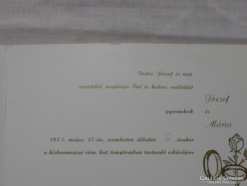 Esküvői meghívó 3.: Kiskunmajsa, 1975
