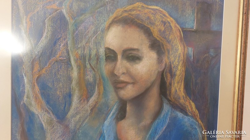 (K) n. Beautiful pastel painting by Csilla Virók with frame 65x81 cm