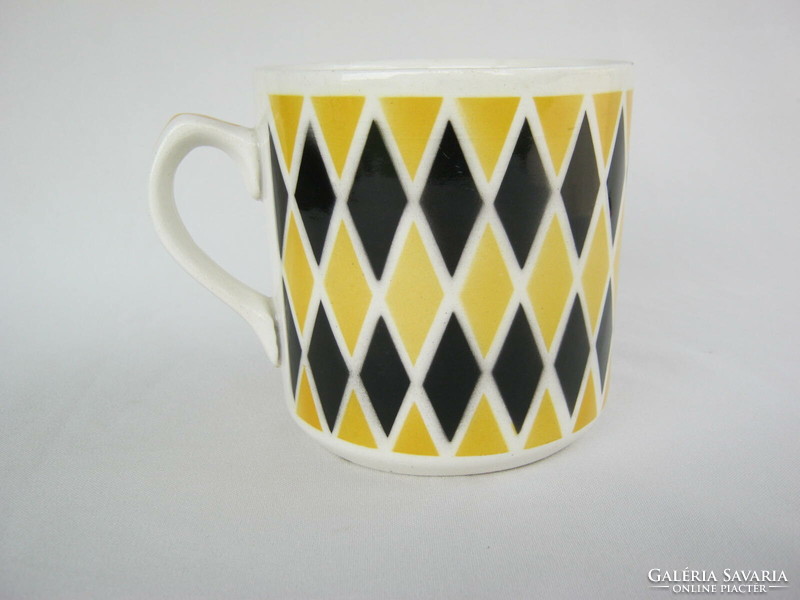Granite ceramic large mug with yellow-black pattern