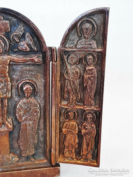 Bronze standing triptych icon