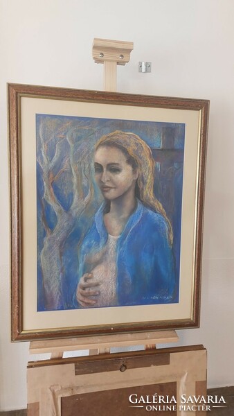 (K) n. Beautiful pastel painting by Csilla Virók with frame 65x81 cm