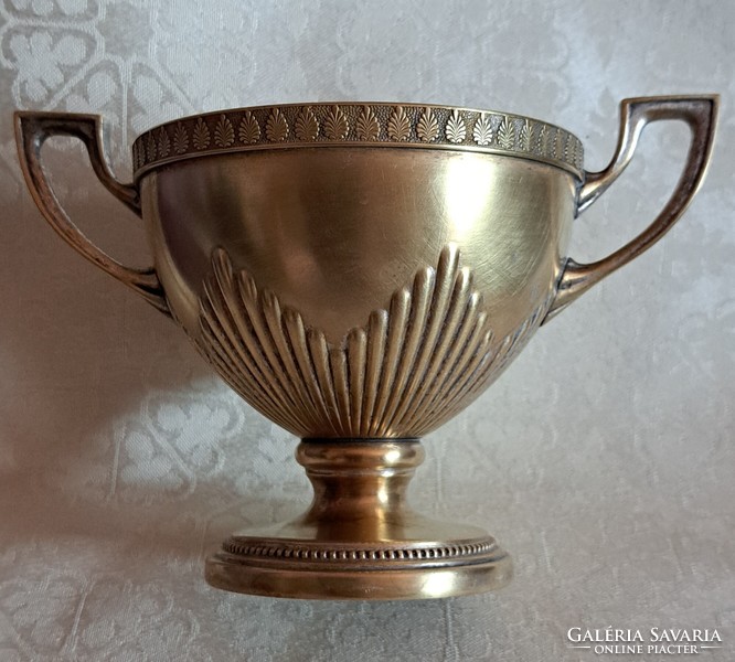 Antique silver-plated copper goblet, empire glass (m3896)