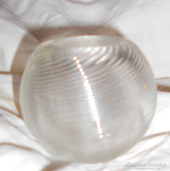 Antique glass vase with ribbed outer wall - spherical shape, dense ribs
