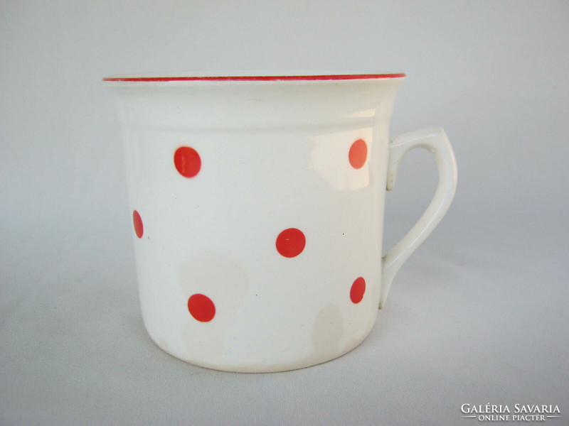 Granite ceramic large mug with red dots