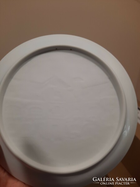 Fehér Herendi porcelán litofán fali dísz tányér, tál