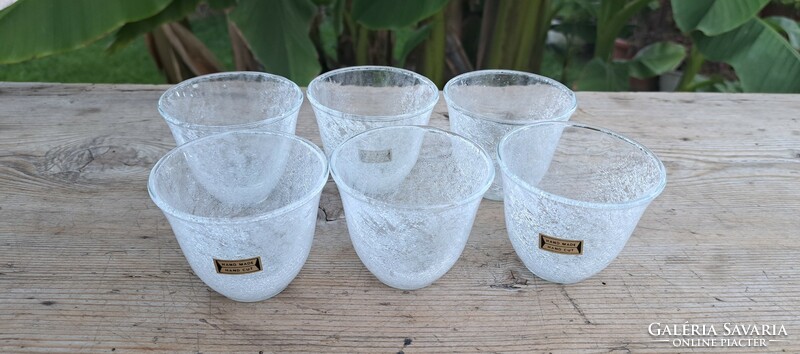 Retro rare white 6 pcs wine glass cracked beautiful veil glass veil karcagi berek bath glass
