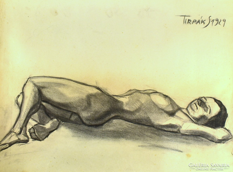 Tirpák Sándor (1884-?): ART DECO FEKVŐ AKT 1929