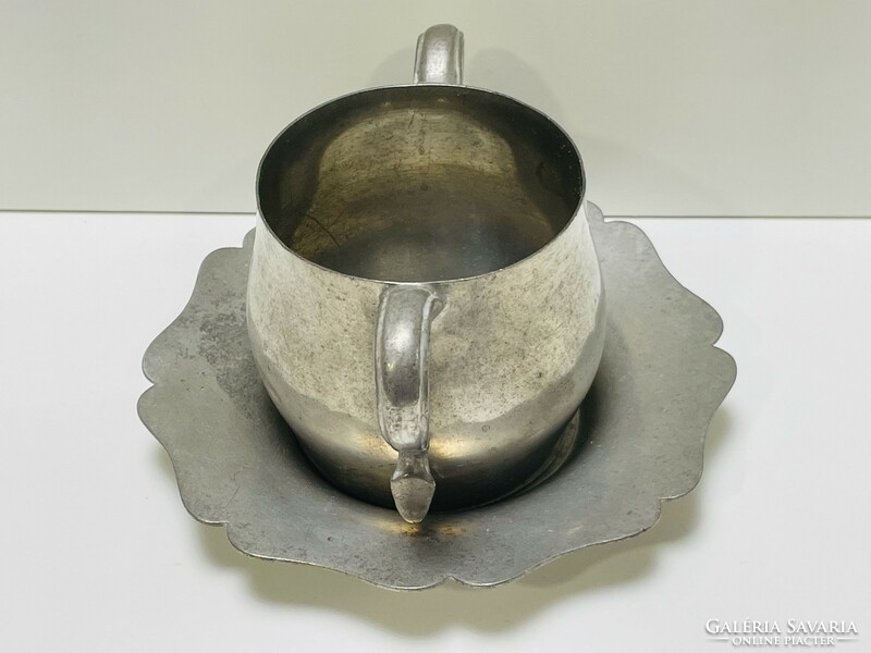 Antique pewter cup with bottom