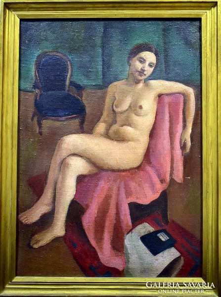 Béláné Gosztonyi (first half of the 20th century): nude in an armchair