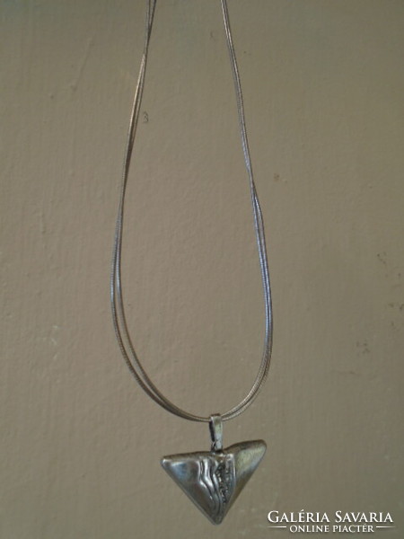 Scandinavian 925 silver pendant with 2-row chain, real rarity, heavy small jewel approx. 3 cm with master mark