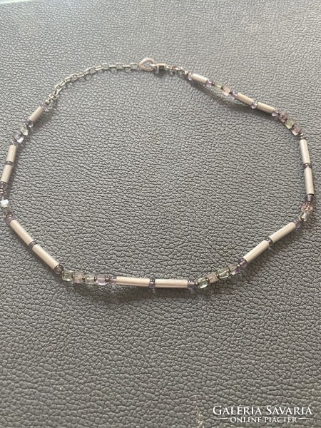 Silver necklace with fluorite eyes