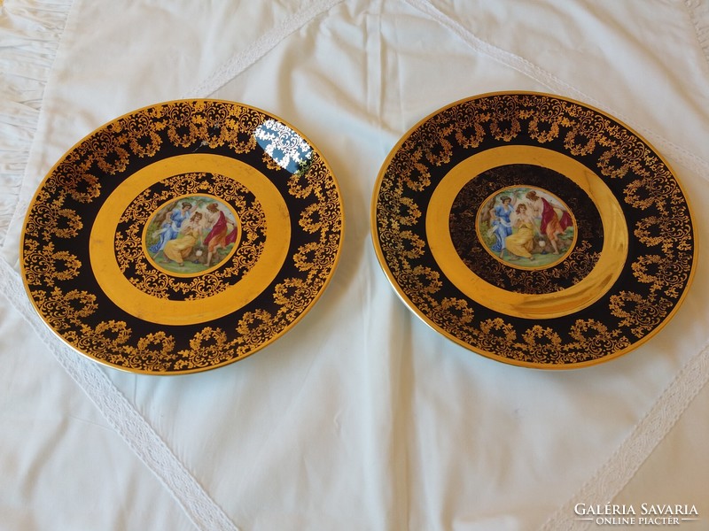 Porcelain - cobalt - decorative porcelain plates (2 pieces)