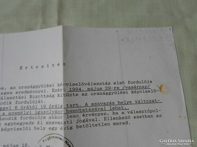 Old, retro document 4 .: Parliamentary election notice (katymár)