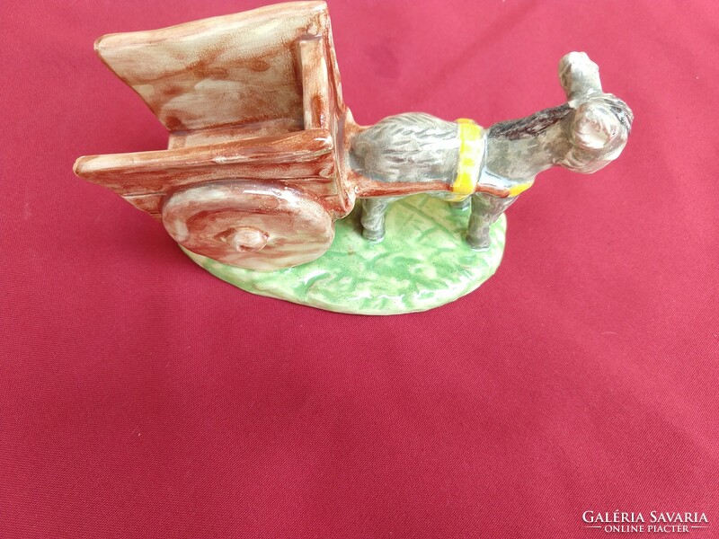 Izsépy ceramics: little boy pulling a cart,, 16 x 9 cm,,