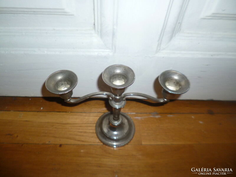 Old metal 3-prong candle holder