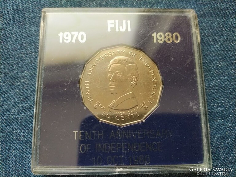 Fiji's 10th Anniversary of Independence 50 Cents 1980 Case (id61686)