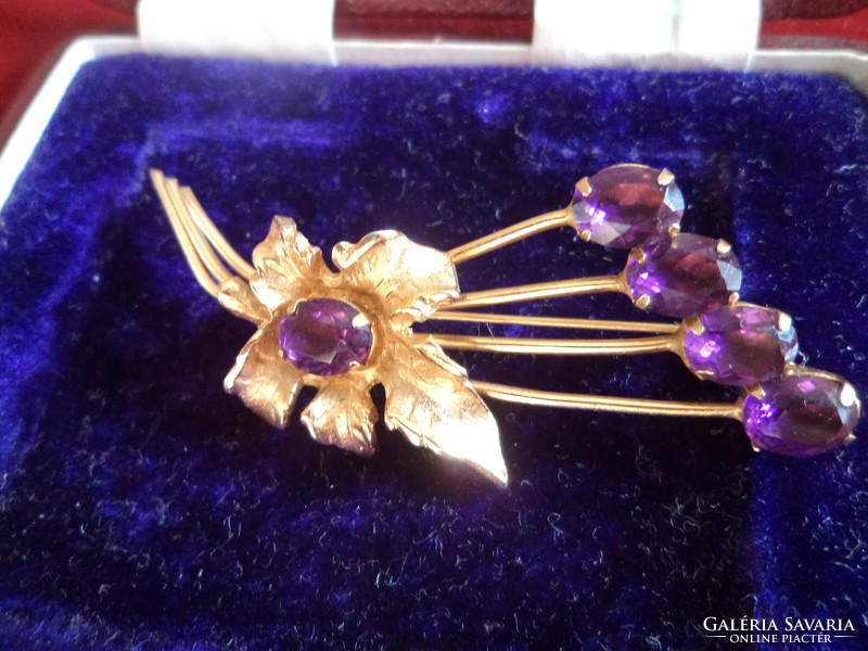 Gold-plated alloy brooch giant 6.5 x 2.0 cm