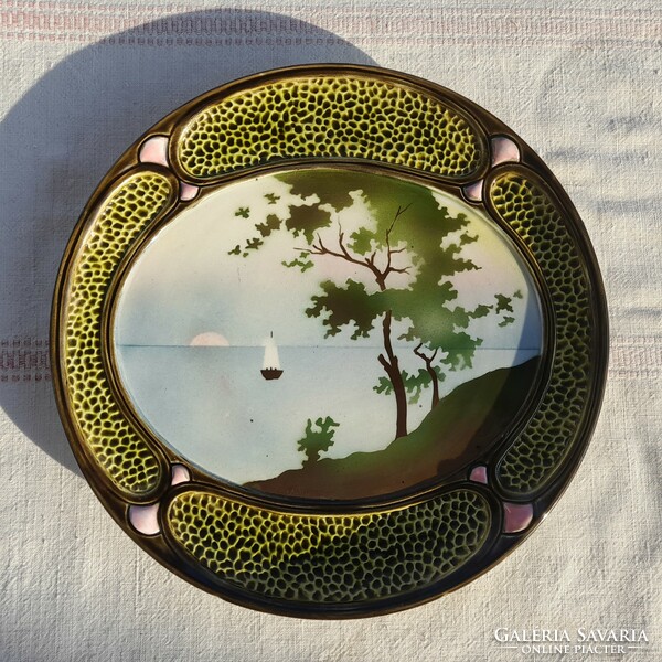 Art Nouveau landscape majolica wall decorative plates