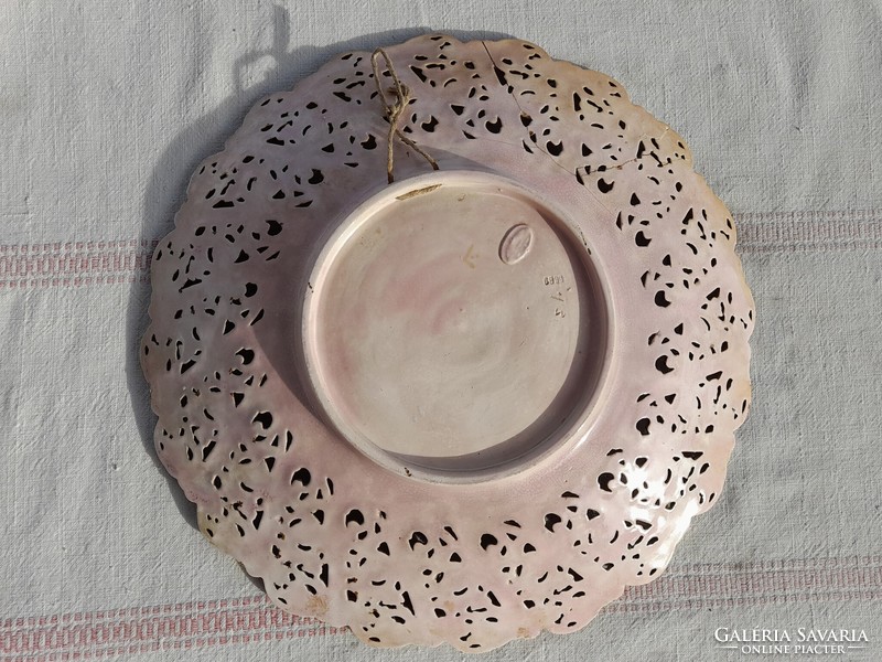 Adolf Raschka Viennese majolica openwork decorative wall bowl