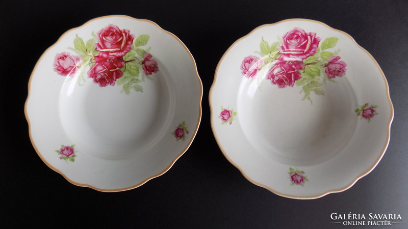 2 Zsolnay rosy deep plates!