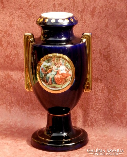 Antik Szakmáry Hólloháza cobalt blue vase 32 cm