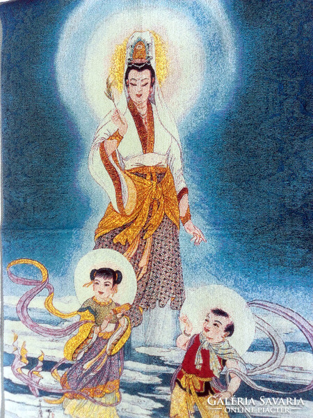Tibetan Buddhist silk brocade textile image thangka