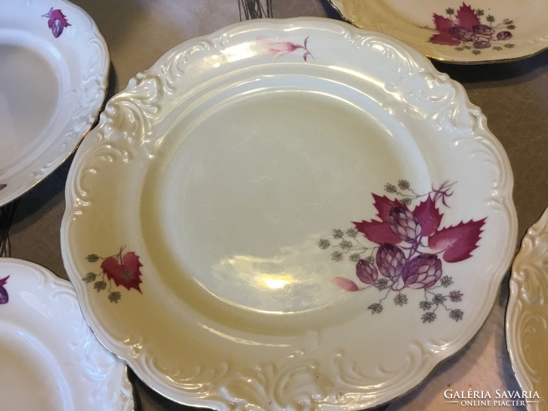 Antik lengyel porcelán süteményes készlet 1 nagy 5 kicsi Walbrzych,