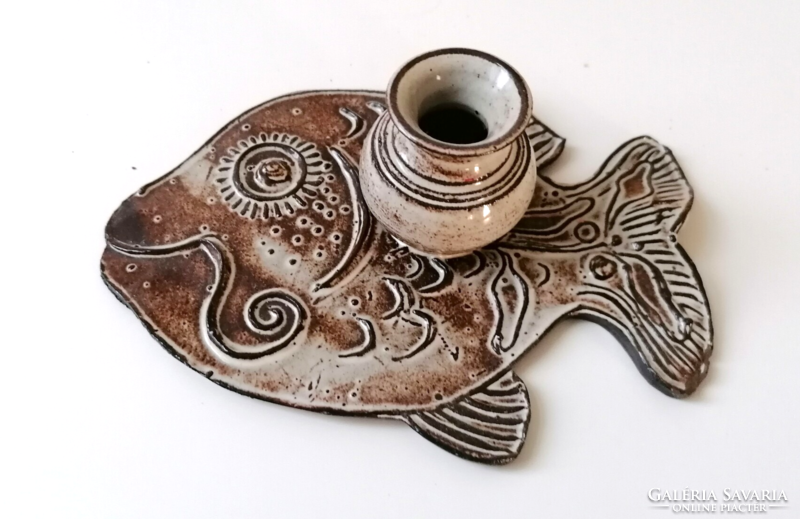 Older fish ceramic incense holder or candle holder